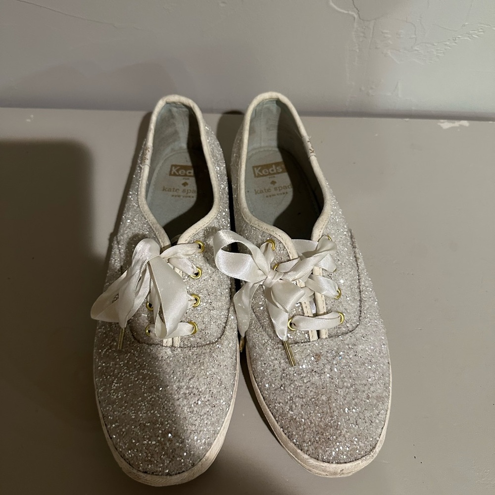 Kate Spade Silver Glitter Sneakers
